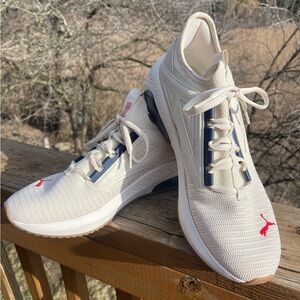 Puma X-Cell Cream Mesh Sneakers with Navy Trim